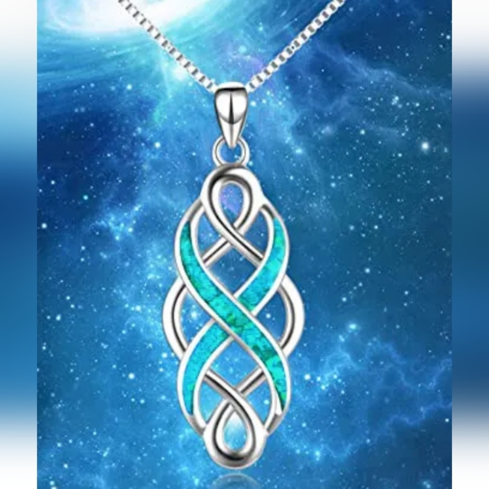 STERLING INFINITY NECKLACE BLUE OPAL 20-IN STERLING CHAIN